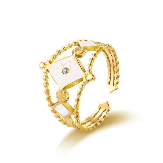 Eye on Crown | 14K Gold Plated Titanium Ring